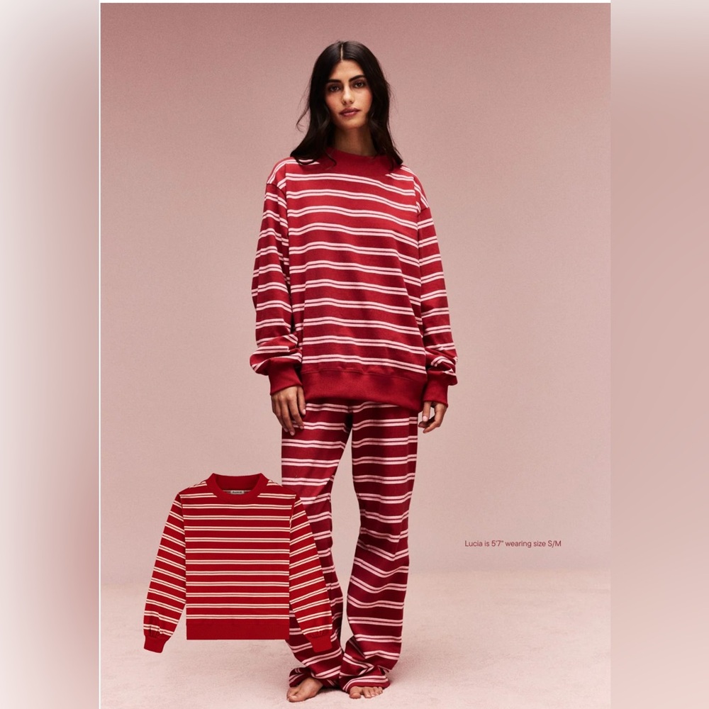 PARKE NWT Valentines Day Drop Sweat Set in Amour Stripe - SWEATSHIRT AND PANTS